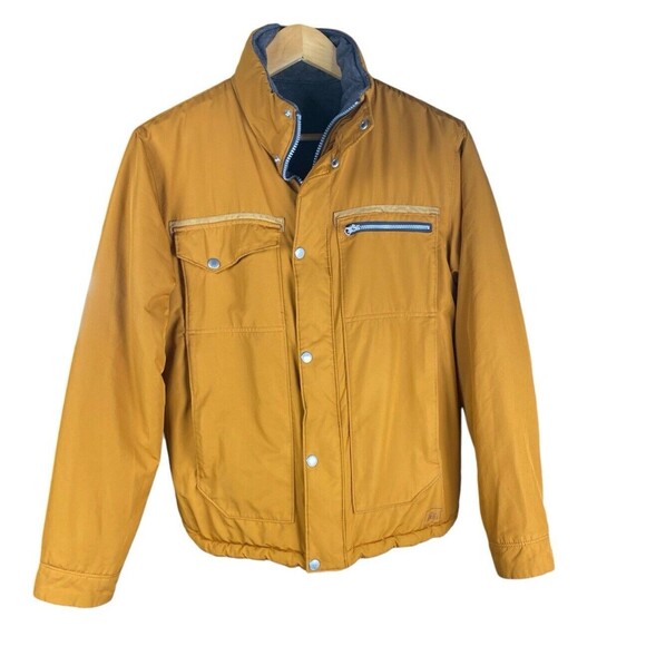 REI Men's Small Reversible Insulated Jacket Yellow/Gray Full Zip Outdoor Hiking - Picture 1 of 12